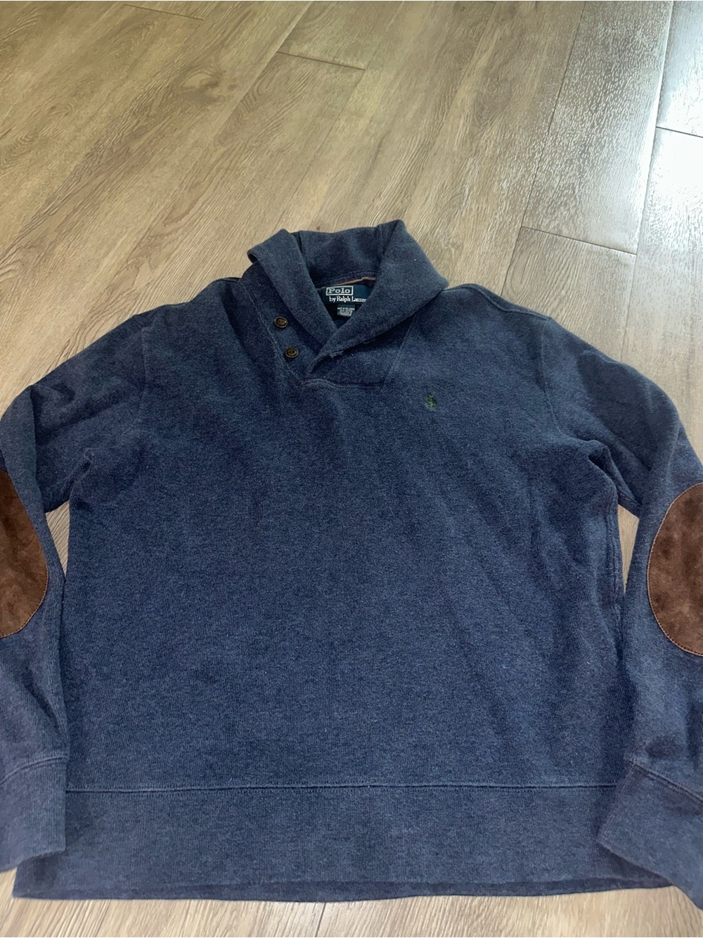 Polo Ralph Lauren Vtg Blue Shawl Collar Sweatshirt Pullover Sweater Sz M